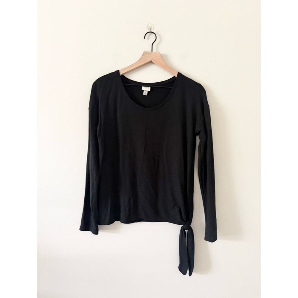 A New Day Black Tie-Hem Long Sleeve Tee Size S Minimalist